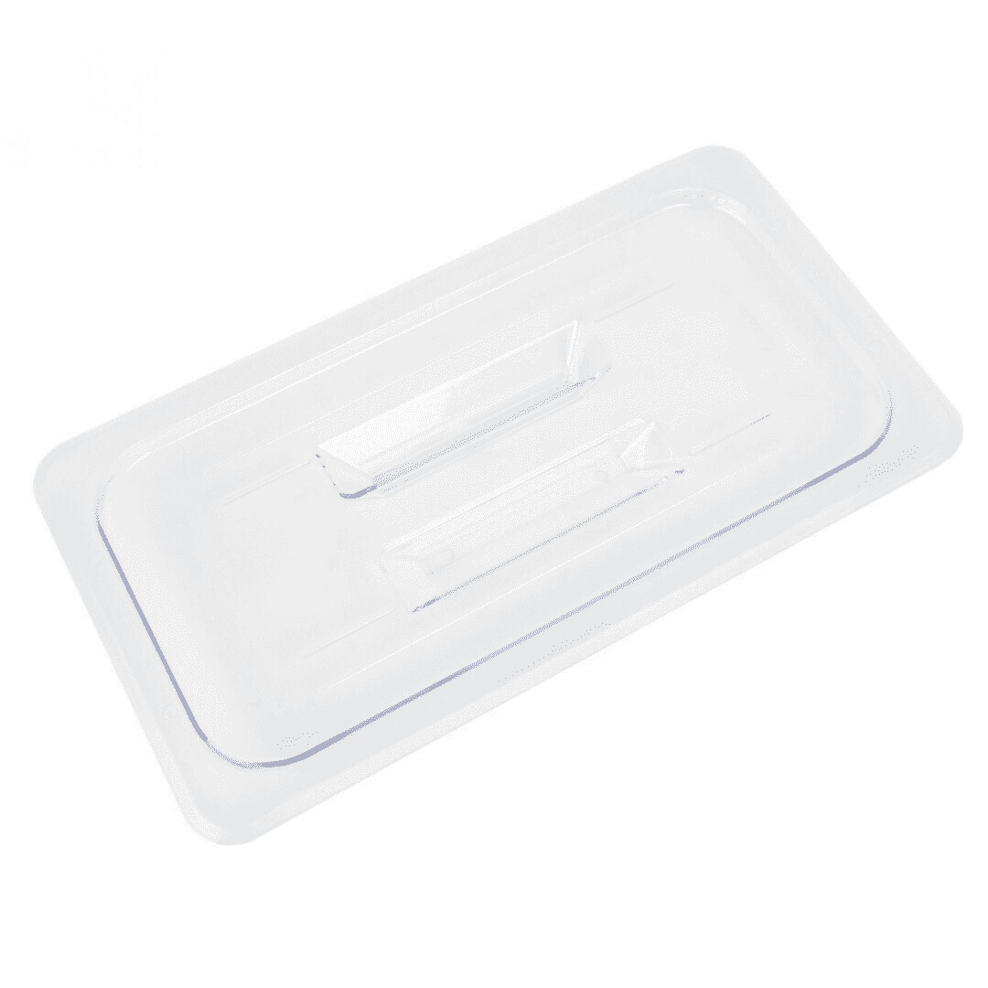 Thunder PLPA7130C  Food Pan Cover, 1/3 size, solid, built-in handle, shatter and scratch resistant, dishwasher safe, polycarbonate, clear,