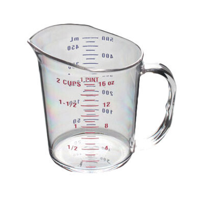 Thunder PLMD016CL  Measuring Cup, 1 pint (0.5 liter), 5-3/16"L x 4-3/16"W x 5"H, with handle, polycarbonate, clear
