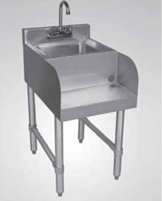 Klinger&#39;s  BS-1620 Blender Station, free standing, 16-1/2&quot;W x 22-3/4&quot;D x 33&quot;H, with 12&quot; wide x 10&quot; front-to-back x 6&quot; deep dump sink, faucet &amp; drain basket included, 18 gauge stainless steel top, galv