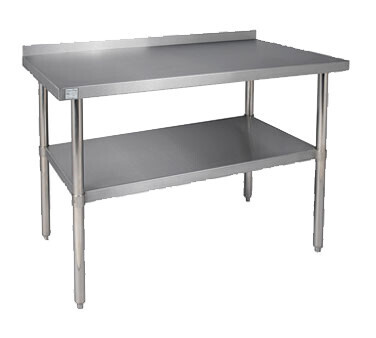 Klinger&#39;s BSG 2448 Trading Work Table, Stainless Steel Top, Galvanize Legs &amp; Adjustable Undershelf, 2&quot;H Rear Up-Turn