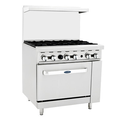 Atosa AGR-6B NG CookRite Range, natural gas, 36&quot;W x 31&quot;D x 57-3/8&quot;H, (6) 32,000 BTU open burners, removable cast iron top grates, (1) 26-1/2&quot;W oven, (2) adjustable chrome oven racks, pilot light, drip
