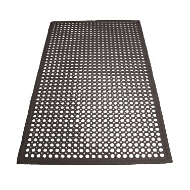 Winco RBM-35K Floor Mat, 3' x 5' x 1/2" thick, anti-slip, anti-fatigue, beveled edges, rubber, black