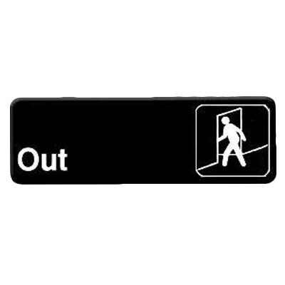 Thunder PLIS9308BK Information Symbol Sign, 9&quot; x 3&quot;, &quot;Out&quot;, self-adhesive backing, white lettering on black background