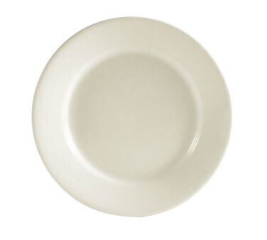 C.A.C REC-20 Plate, 11-1/4&quot; dia. x 1-1/4&quot;H, round, rolled edge, dishwasher, oven and microwave safe, stoneware (ceramic), American White- 1 Dozen