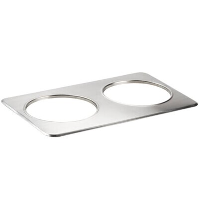 Winco ADP-808 Adapter Plate, 21"W x 13"D, (2) 8-3/8" holes, fits 7 qt. insets, stainless steel