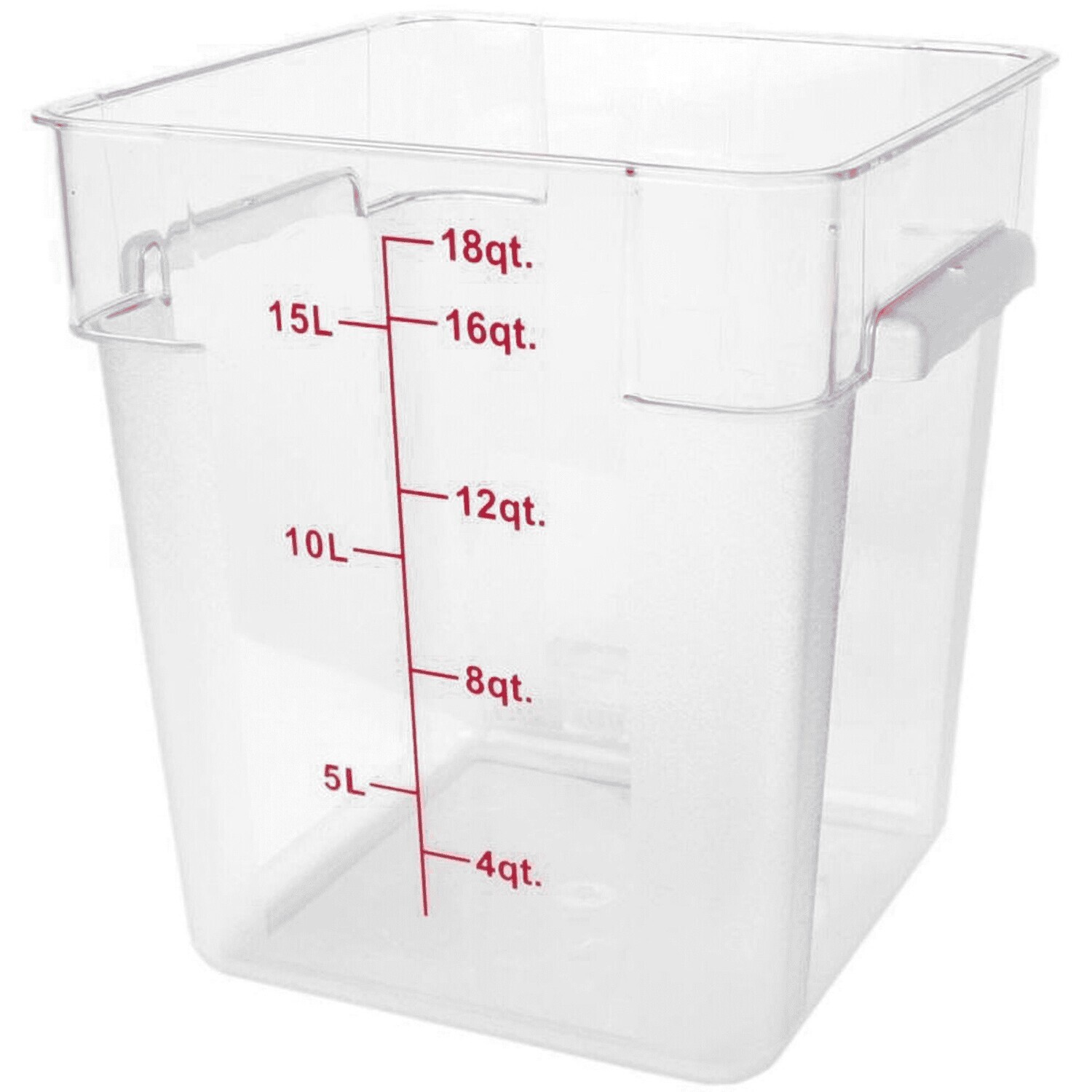 Thunder PLSFT018PC  Food Storage Container, 18 quart, square, scratch &amp; break resistant, -40° to 210° F temperature range, polycarbonate, clear