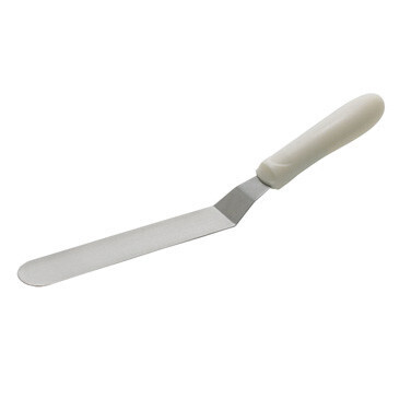 Winco TWPO-7  Offset Spatula, 6-1/2" x 1-5/16" (not including offset) blade, dishwasher safe, slip-resistant, polypropylene handle, stainless steel, satin finish, white