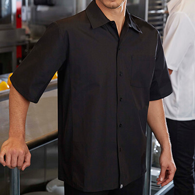 Chef Works CSCV-BLK-M Cook Shirt, short sleeves, Medium