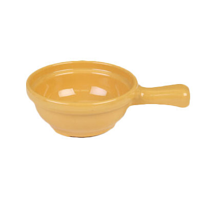 Thunder CR305YW Soup Bowl, 10 oz., 6-3/4" x 4-1/4" x 2" deep, with handle, break-resistant, dishwasher safe, melamine