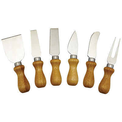 Winco  KCS-6W Cheese Knife Set With Wooden Handle, 6 Knives