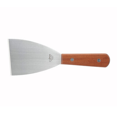 Winco TN526  Wooden Handle Scraper, 4.5&quot; x 3.12&quot; Stainless Steel Blade