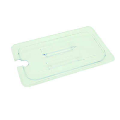 Thunder PLPA7130CS  Food Pan Cover, 1/3 size, slotted, built-in handle, shatter and scratch resistant, dishwasher safe, polycarbonate, clear