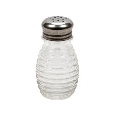 TableCraft BH2 Salt/Pepper Shaker, 2 oz., 2-1/16" x 3-1/2"H, dishwasher safe, glass, clear, stainless steel tops