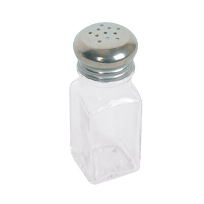 Thunder GLTWSS002 Salt/Pepper Shaker, 2 oz. capacity, square glass base, dishwasher safe, stainless steel mushroom cap