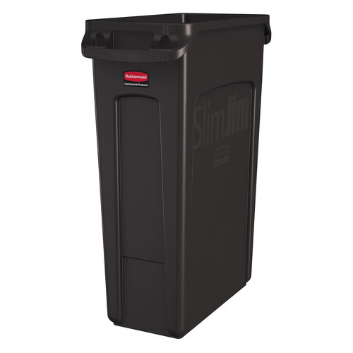 Rubbermaid 690FG35400 Trash Can open type without lid, high-impact plastic construction, brow 35 gal.