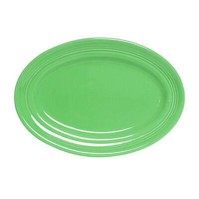 Tuxton Cilantro Oval China Platter 13 3/4" x 10 1/2" - 6/Case