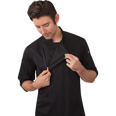 Chef Works BCLZ008-BLK-M Hartford Chef&#39;s Coat Long Sleeve Black- Medium