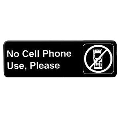 Thunder PLIS9332BK  Information Symbol Sign, 9&quot; x 3&quot;, &quot;No Cell Phone Use Please&quot;, self-adhesive backing, white lettering on black background