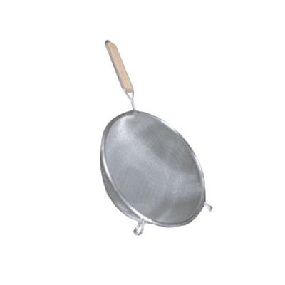Thunder SLSTN5406  Strainer, 6&quot; dia., double medium mesh, flat wood handle, stainless steel