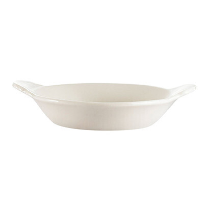 C.A.C COA-12-W Welsh Rarebit Baking Dish, 12 oz., 10&quot;L x 5-1/4&quot;W x 1-1/4&quot;H, oval, dishwasher, oven and microwave safe, stoneware (ceramic), American White - 3 Dozen