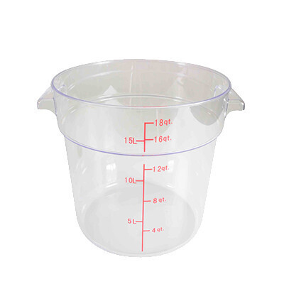 Thunder PLRFT318PC Food Storage Container, 18 quart, round, shatter and scratch resistant, -40° to 210° F temperature range, polycarbonate, clear,