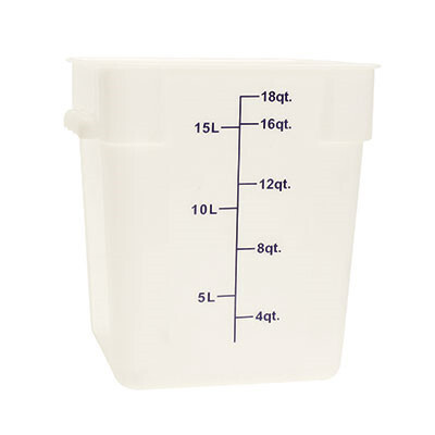 Thunder PLSFT018PP  Food Storage Container, 18 quart, square, scratch &amp; break resistant, -40° to 210° F temperature range, polypropylene, white