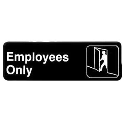 Thunder PLIS9304BK Information Symbol Sign, 9&quot; x 3&quot;, &quot;Employee Only&quot;, self-adhesive backing, white lettering on black background