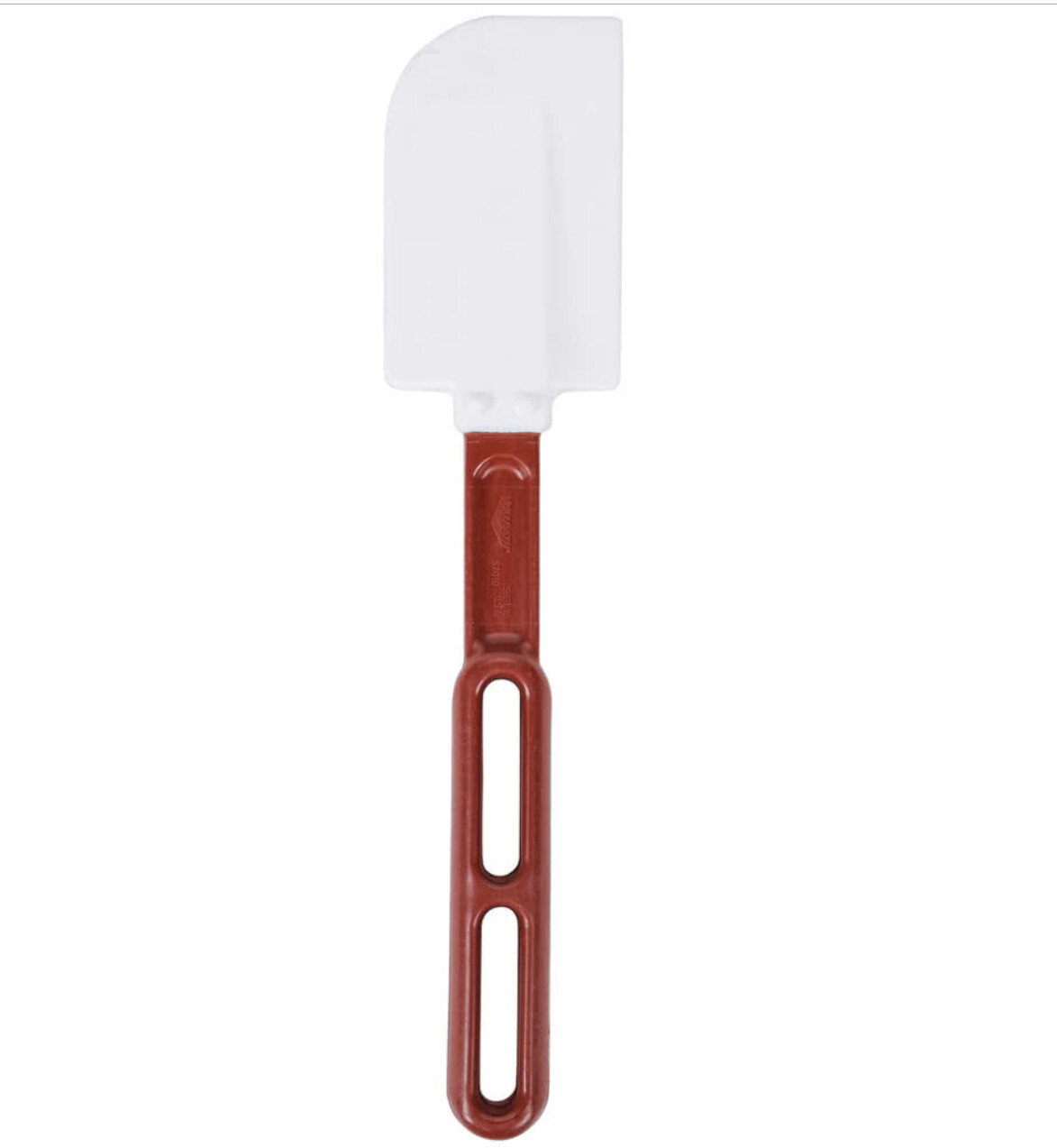 Vollrath 52010 Spatula, 10&quot;, white contoured flexible blade, non-scratching, non-staining silicone spoon/blade resists heat up to 500°F (260°C), red polypropylene handle molded to spoon blade to form