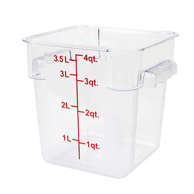 Thunder PLSFT004PC  Food Storage Container, 4 quart, square, scratch &amp; break resistant, -40° to 210° F temperature range, polycarbonate, clear,