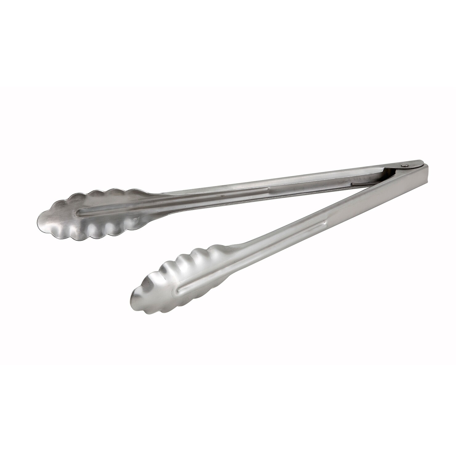 Winco UT-9HT  Utility Tongs, Scalloped Edge, Extra Heavy Weight, Stainless Steel, 9&quot;