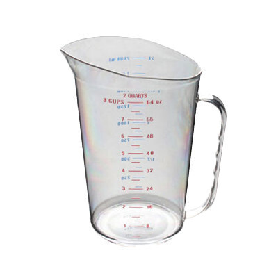 Thunder PLMC064CL  Measuring Cup, 2 quart (2.0 liter) capacity, printed with US/metric measurements, dishwasher safe, polycarbonate