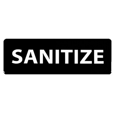Thunder PLIS9340BK  Information Symbol Sign, 9&quot; x 3&quot;, &quot;Sanitize&quot;, self-adhesive backing, white lettering on black background