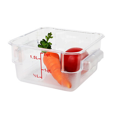 Thunder PLSFT002PC Food Storage Container, 2 quart, square, scratch &amp; break resistant, -40° to 210° F temperature range, polycarbonate, clear