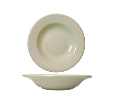 International Tableware RO-3 Soup Bowl, 10 oz., 8-7/8&quot; dia. x 1-5/8&quot;H, round, deep rim, rolled edge, microwave &amp; dishwasher safe, lead free, ceramic, American White - 2 Dozen