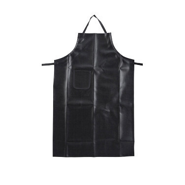 Winco BA-HN Bib Apron with Pocket, Heavy Vinyl, Black