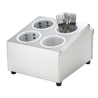 Winco FC-4H Flatware Cylinder Holder, 4 Holes, 2-Tier, Stainless Steel