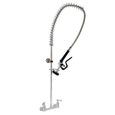John Boos PB-PRW-1LF Prerinse Unit Splash Mount Flex Stainless Steel Hose 8" Centers