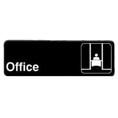 Thunder PLIS9323BK   Information Symbol Sign, 9&quot; x 3&quot;, &quot;Office&quot;, self-adhesive backing, white lettering on black background
