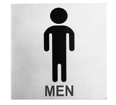 TableCraft Cash &amp; Carry B10 Information Symbol Sign &quot;MEN&quot;, Stainless Steel, 5&quot; x 5&quot;
