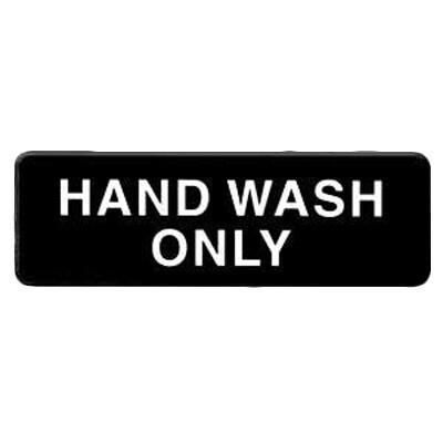 Thunder PLIS9333BK Information Symbol Sign, 9&quot; x 3&quot;, &quot;Hand Wash Only&quot;, self-adhesive backing, white lettering on black background