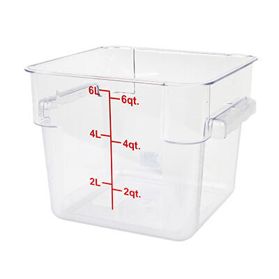 Thunder PLSFT006PC  Food Storage Container, 6 quart, square, scratch &amp; break resistant, -40° to 210° F temperature range, polycarbonate, clear,
