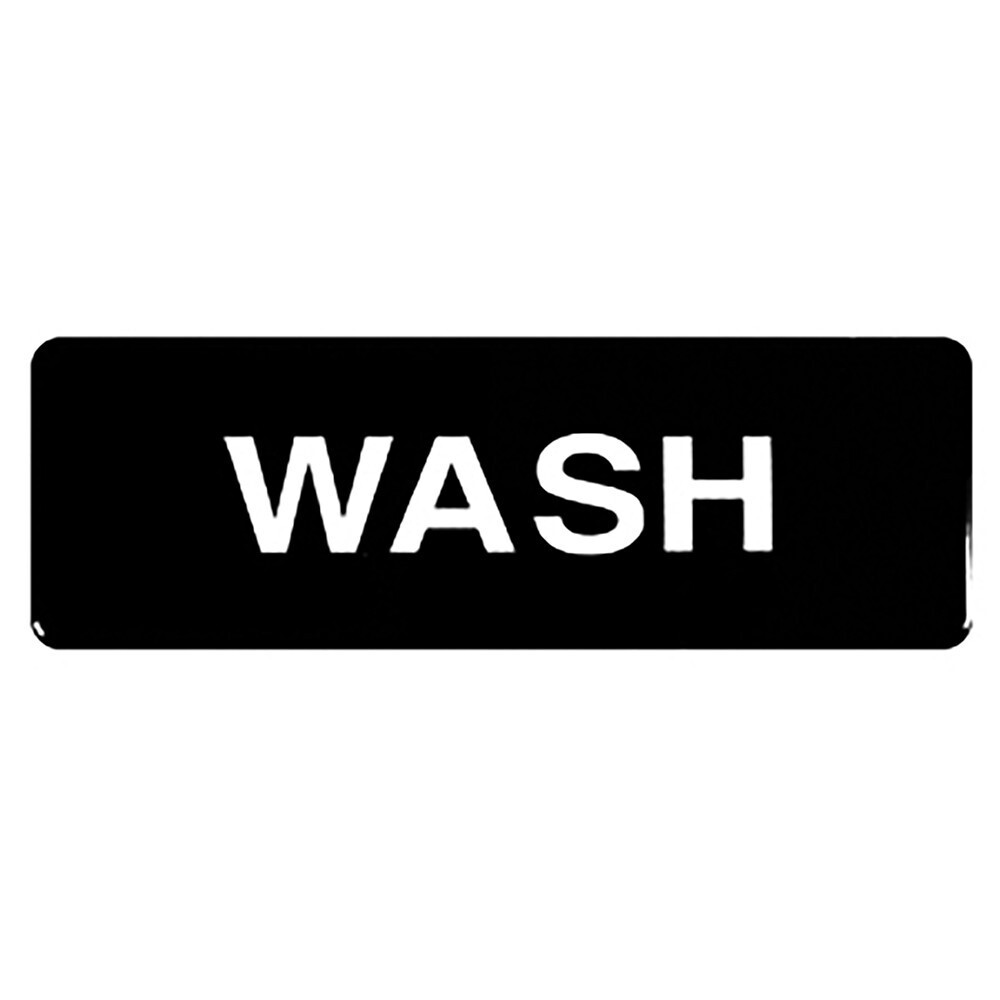 Thunder PLIS9341BK Information Symbol Sign, 9" x 3", "Wash", self-adhesive backing, white lettering on black background