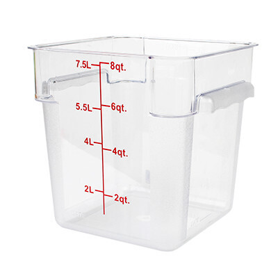 Thunder PLSFT008PC  Food Storage Container, 8 quart, square, scratch &amp; break resistant, -40° to 210° F temperature range, polycarbonate, clear, NSF