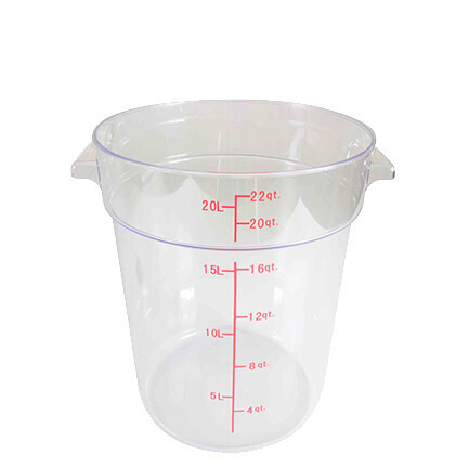 Thunder PLRFT322PC Food Storage Container, 22 quart, round, shatter and scratch resistant, -40° to 210° F temperature range, polycarbonate, clear