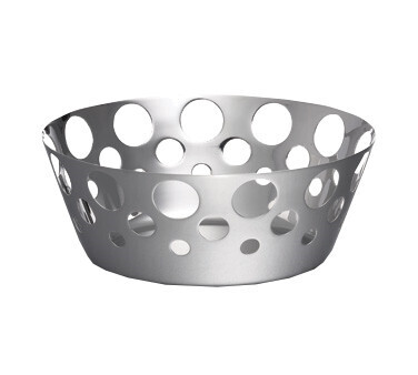 TableCraft 7177 Basket, 7-5/8&quot; dia. x 3-1/8&quot;, with circles cut out, dishwasher safe, stainless steel, mirror finish