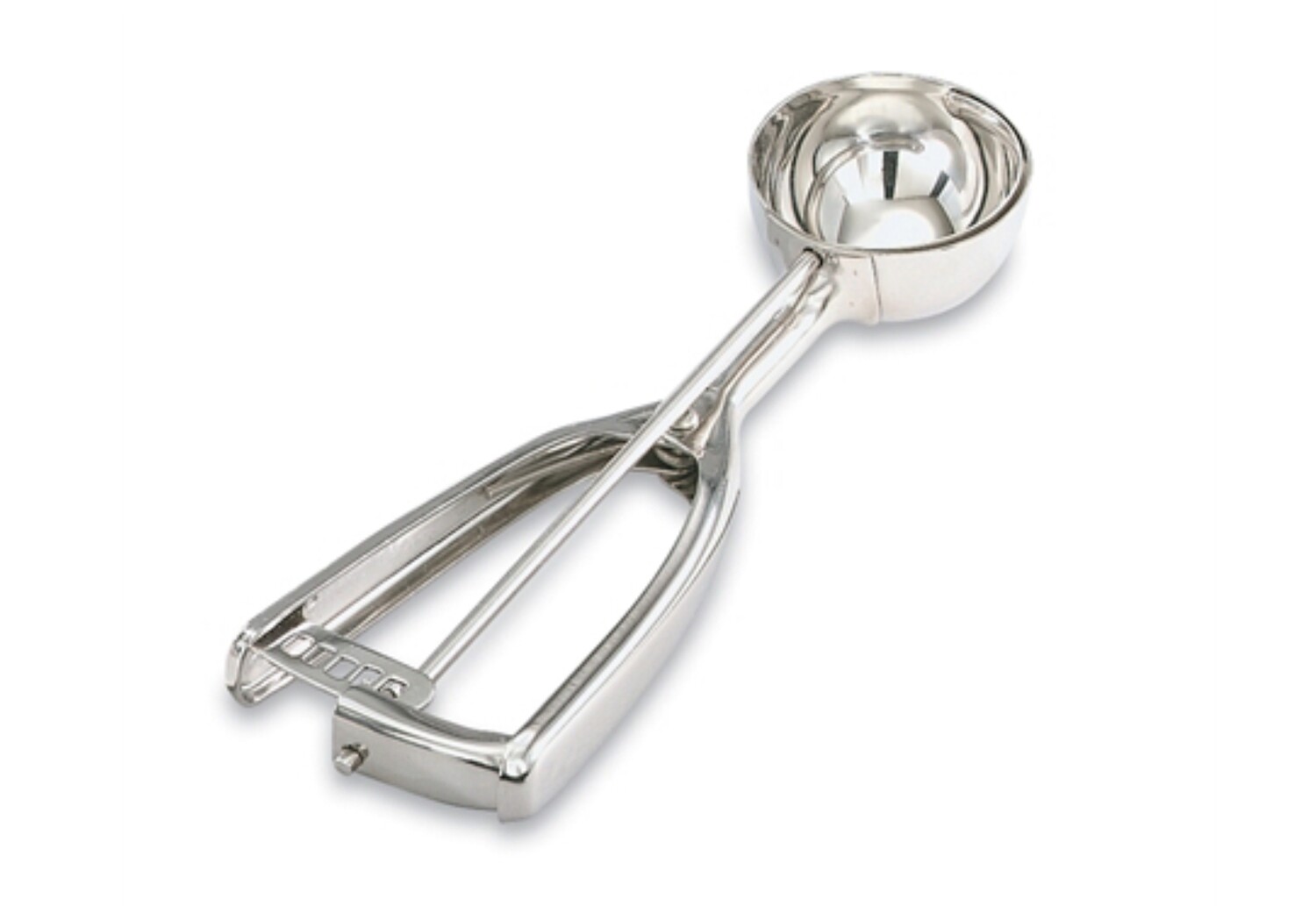 Vollrath T7206 Disher, round bowl, size 6 (5-1/3 oz. capacity), 3-1/8&quot; bowl dia., universal squeeze plastic handle, stainless steel