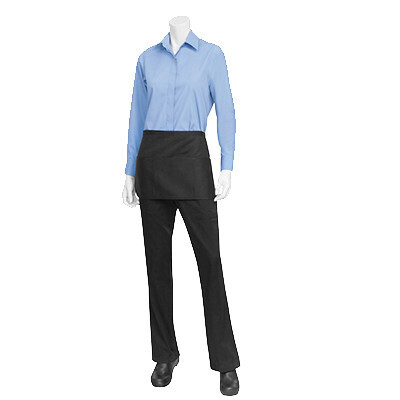 Chef Works FREV-BLK-0  Waist Apron, 11-3/4&quot;L x 21&quot;W, reversible, (3) pockets with pencil divide on each side, 65/35 poly/cotton, black