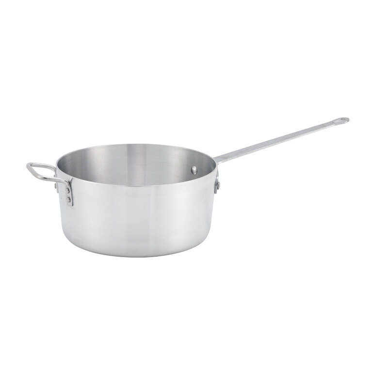 Winco ASP-7 Sauce Pan, 7 qt., 10-3/4&quot; dia. x 5-1/2&quot;H, tapered sides, without cover, with helper handle, riveted handle, 3.0mm thick, 3003 heavyweight aluminum, natural finish