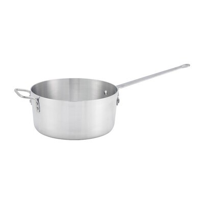 Winco ASP-7 Sauce Pan, 7 qt., 10-3/4" dia. x 5-1/2"H, tapered sides, without cover, with helper handle, riveted handle, 3.0mm thick, 3003 heavyweight aluminum, natural finish