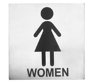 TableCraft Cash &amp; Carry B11 Information Symbol Sign &quot;WOMEN&quot;, Stainless Steel, 5&quot; x 5&quot;